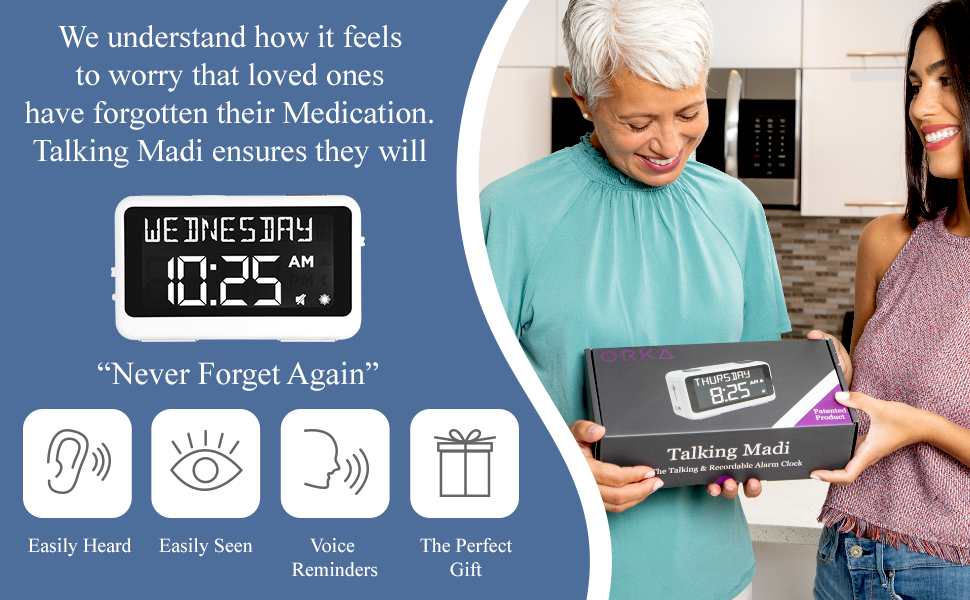 Medication Reminder, Digital Alarm Clock, Senior Clock, Dementia, Alzheimers Clock, Elderly Clock