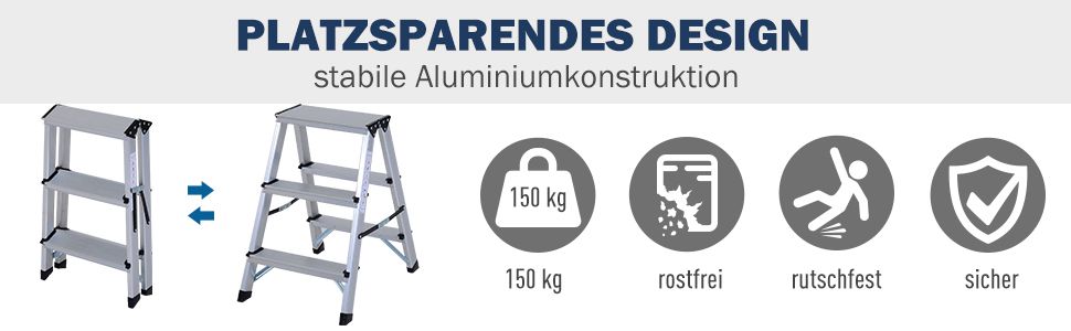 Trittleiter Aluleiter Stehleiter Klapptritt Doppelleiter Haushaltsleiter Leiter Stufenleiter