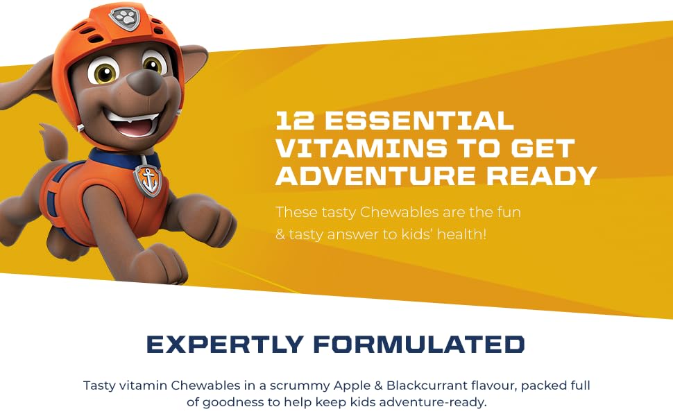 PAW Patrol Multivitamins, 60 Apple & Blackcurrant Chewables with 12