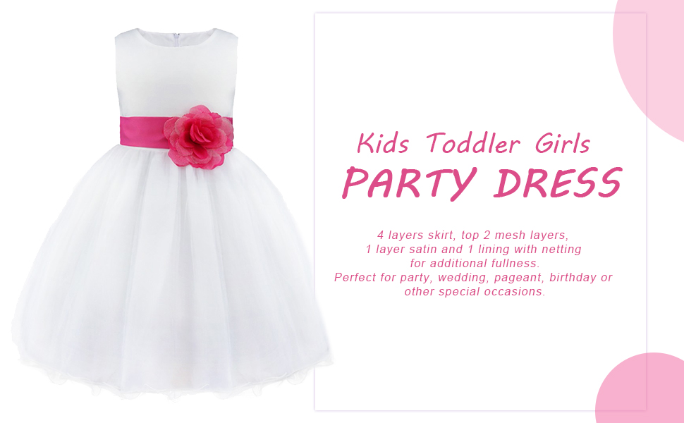 Baby Flower Girls Bowknot Dresses Wedding Bridesmaid Princess Birthday Party Prom Dress Ball Gown