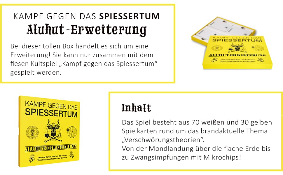 KAMPFHUMMEL Kampf gegen das Spiessertum Aluhut Erweiterung mit 100 neuen Spielkarten. Die 2