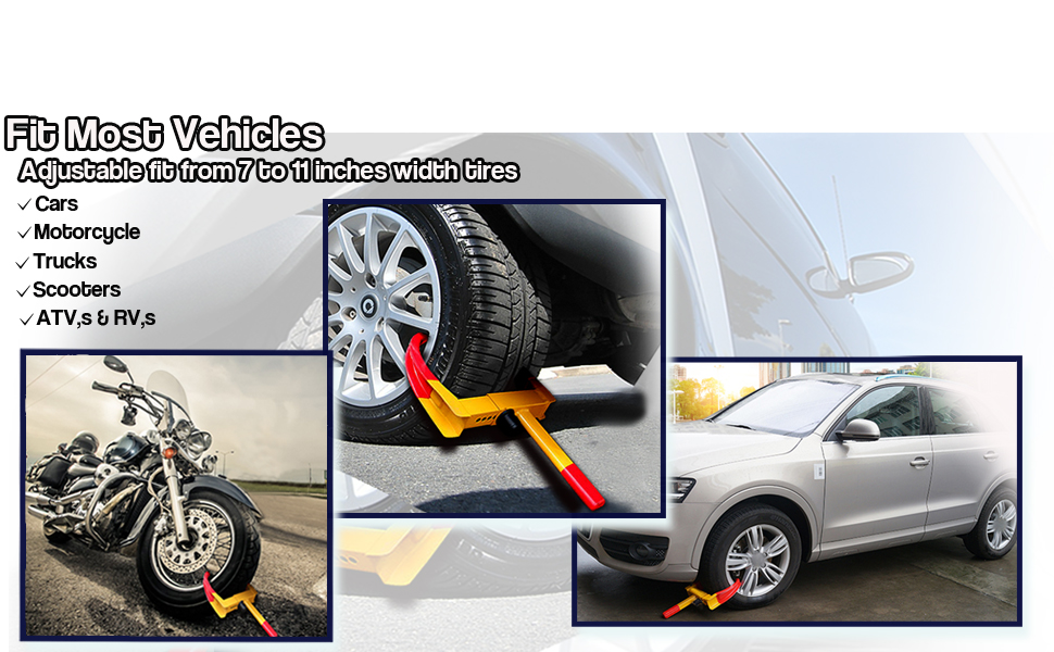 Wheel Lock Security Tire Clamp Zone Tech Premium Quality Heavy Duty