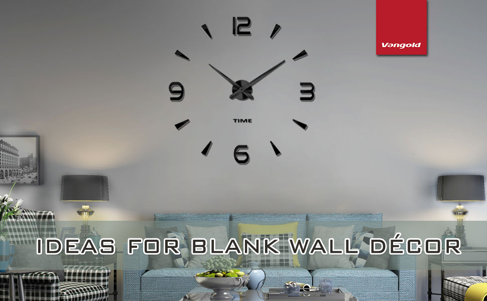 Vangold Large Wall Clock DIY 3D Frameless Wall Clocks Wall Decorations