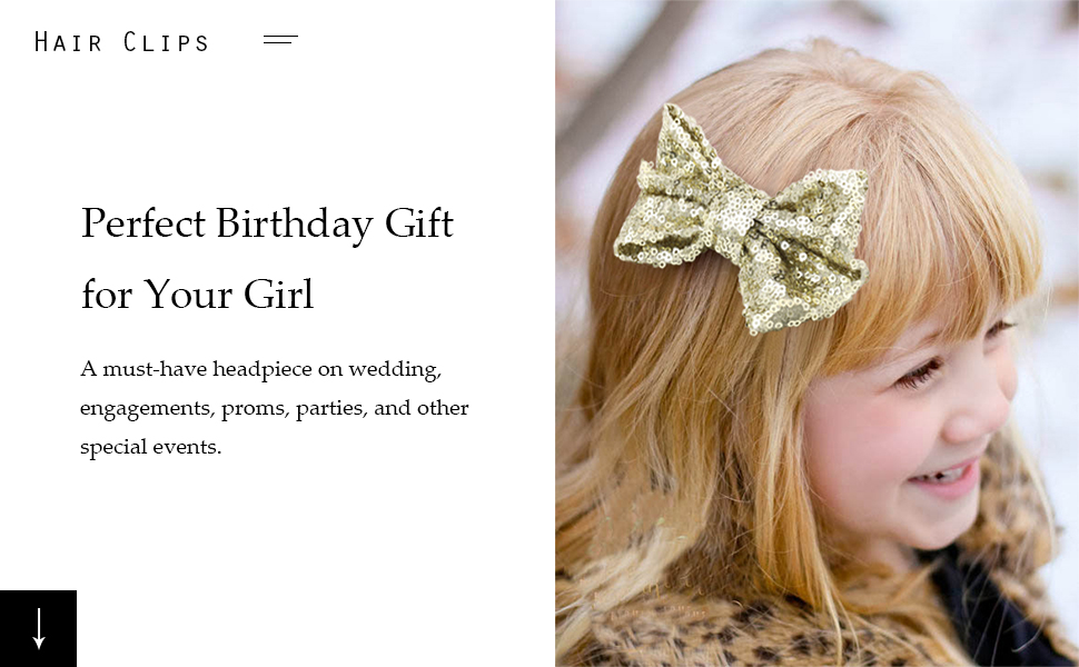 Unicra Large Hair Bow Clip Barrette Hair Pins Hair Accessories for Toddler Young Girl Gold 