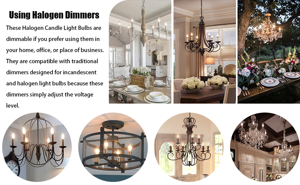 28W Halogen Candles Light Bulbs, 5 Pack SES E14 Halogen Candle Bulb