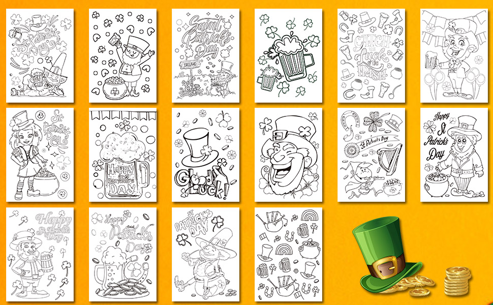 St.patrick's Day Coloring Books Kids Indoor Activities at Home Party Favors Supplies