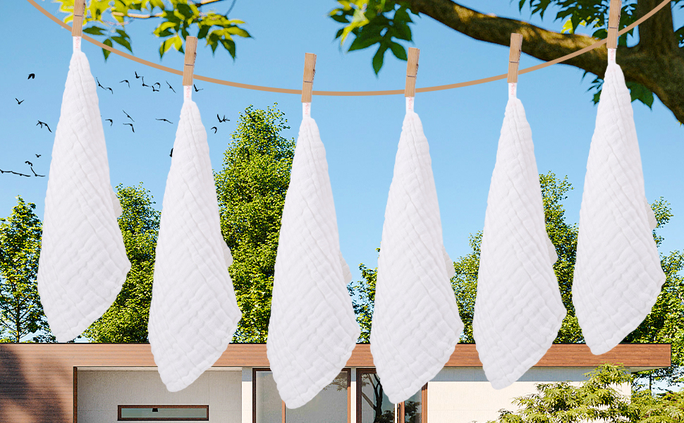 10 Pcs White Muslin Washcloths 