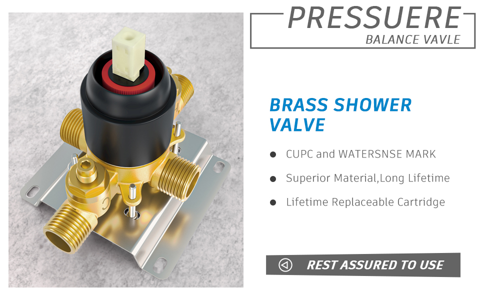 EMBATHER Shower System with Valve, 9Inch Tub and Shower Faucet Set (Roughin Valve Included