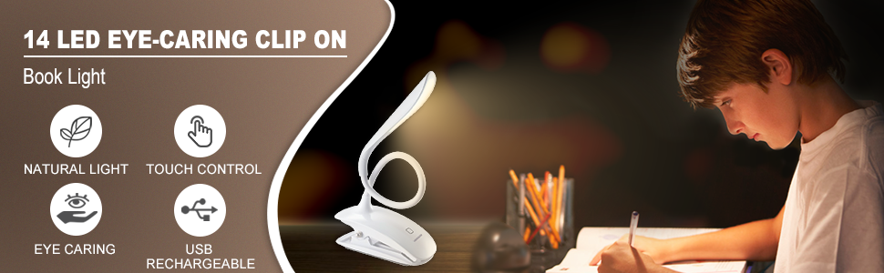 14 LED EYE-CARING CLIP ON  BOOK LIGHT