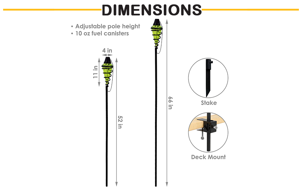 Sunnydaze Glass Patio Torch with Metal Swirl 25 to 66