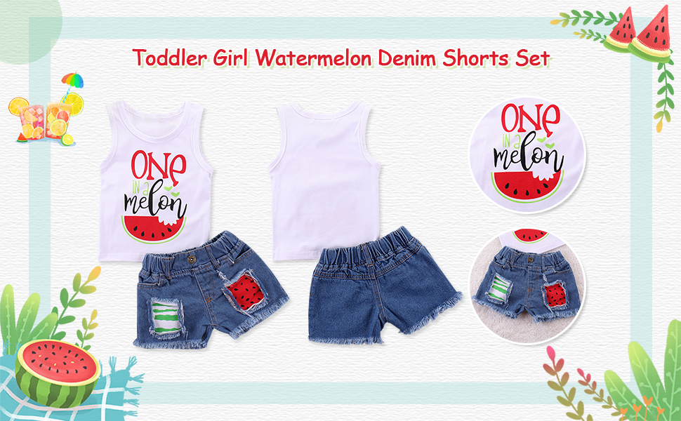 toddler baby watermelon denim short set