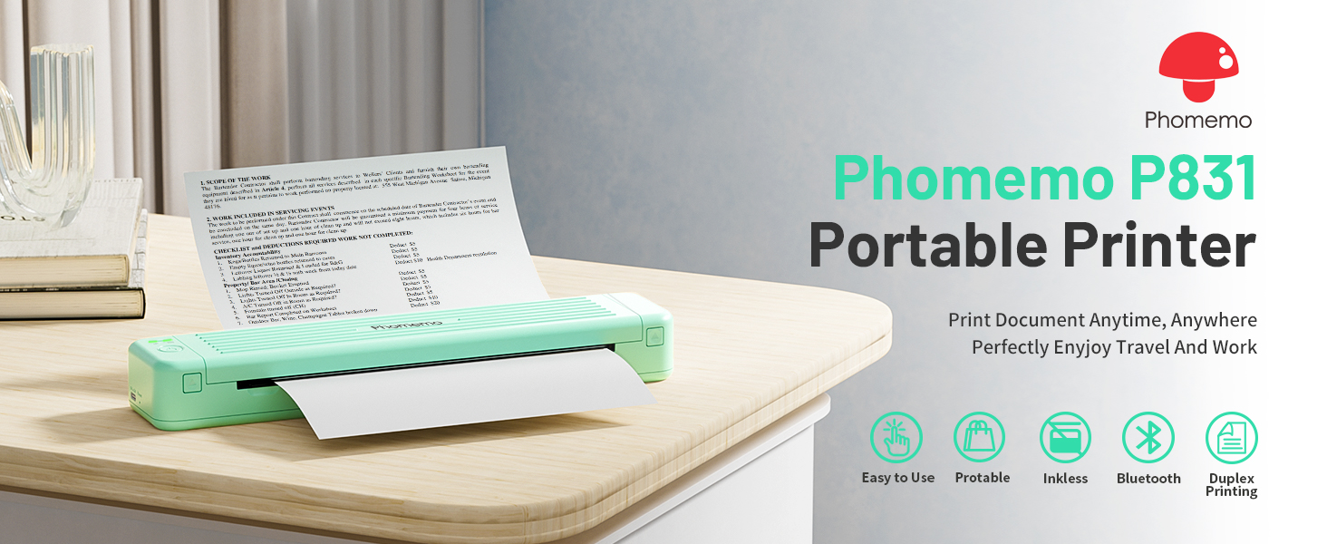 Phomemo P831 A4 インクレスプリンター Amazon.com: Phomemo P831 Portable Printer - [Upgrade] 300