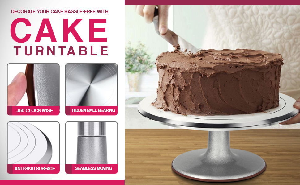 RFAQK 50PCs Cake Turntable Set 12" Aluminum Revolving Cake Stand