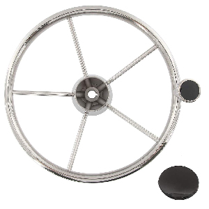NovelBee 5 Spoke Dia.13-1/2" Stainless Steel Boat Steering Wheel with Control Knob and Cap