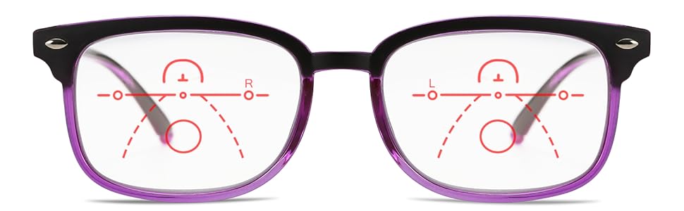 FEISEDY Progressive Multifocal Reading Glasses Blue Light blocking Reader Glasses TR90 Frame Women Men B2497 10 2497