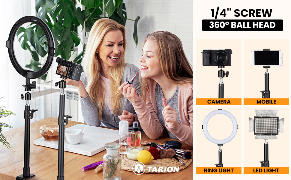 TARION Tabletop Light Stand Camera Clip Stand, 3560cm Adjustable Table