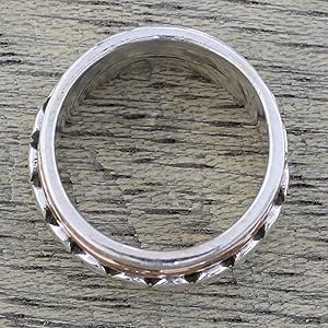Sterling Silver Dot Motif Brass Copper Spinning Meditation Ring, handcrafted jewelry, ornaments