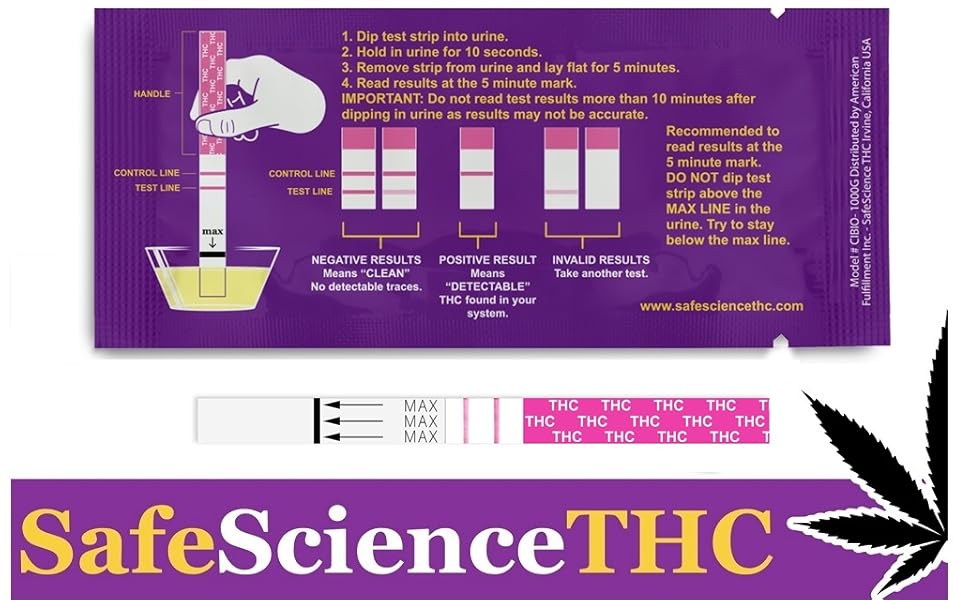 25 Count SafeScienceTHC Ultra Low Detection Marijuana THC Test Kit Medically