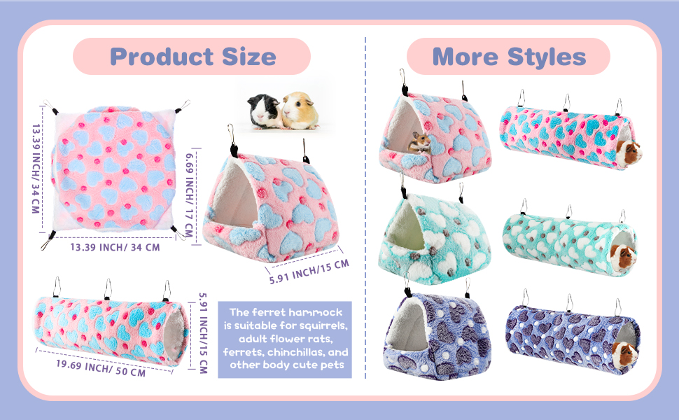 Abbylike 9 Pieces Rat Hammock 3 Tier Guinea Pig Ferret Hammocks Small Pet Hanging Tunnel Glider Toy Guinea Pig Ferret Hideout Bed Cage Accessories for Hamster(Light Brown, White, Black,Paw) 10 B0CNP7H9HS 2