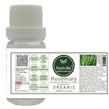 Nativilis Organic Rosemary Essential Oil(Rosmarinus officinalis)- 100% Natural - 10ml (GC/MS Tested)