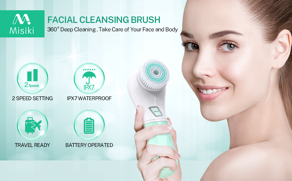 Misiki Facial Cleansing Brush, Electric Face Cleansing Brush with 5