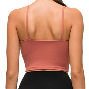 Burpada Women Longline Padded Sports Bra, Strappy Crop Tank Tops Wireless Cami Shirt Fitness Yoga Workout Running 30 Camisole Shirt Crop Tank Tops