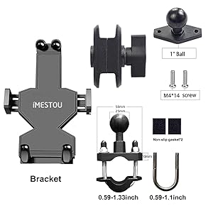 iMESTOU Motorcycle Phone Holder Includes-