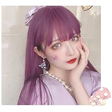 MONKEEP GALAXY ウィッグ コスプレ ロリータ 紫 青 Amazon.co.jp: ウィッグ ロリータ ロング カール ピンク 青 紺色