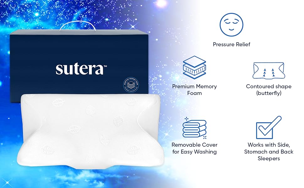 Sutera Dream Deep Memory Foam Pillow for Sleeping, (2Pack