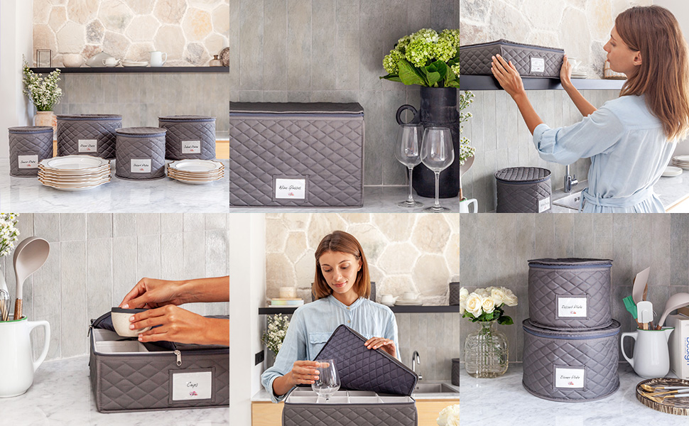 Wine Glass Storage Protective Container Box for Stemware Holds 12