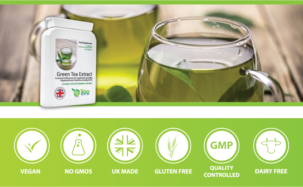 Green Tea Extract Supplement (12,480mg) 90 Capsules Providing