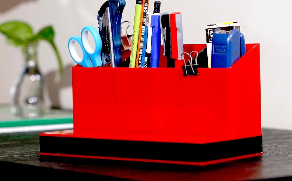 Radicaln Office Supplies Red and Black Acrylic Remote Control Holder, Bed Storage