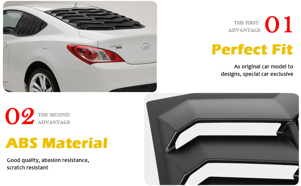 Rear+Side Window Louvers Fit for Hyundai Genesis Coupe 2010