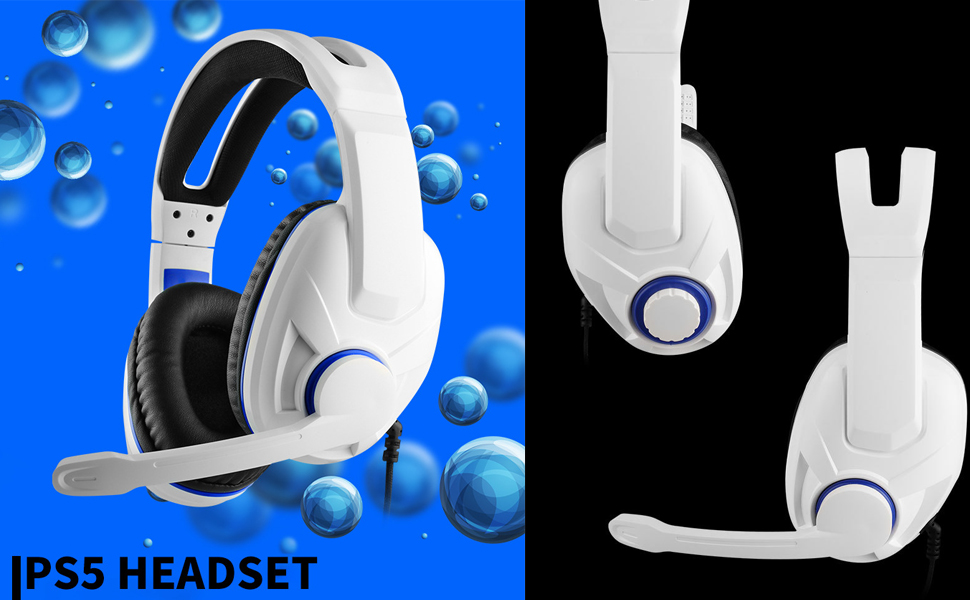 QEOME Headset for PS5, Noice Cancelling Microphone LED