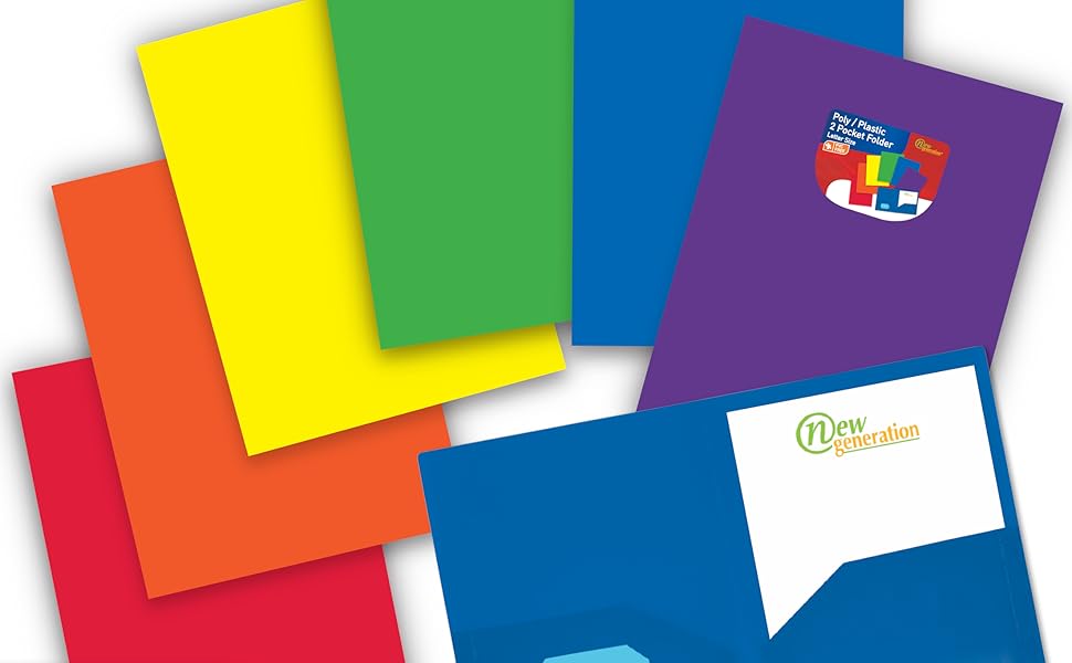 NEW GENERATION Orange Folders 2 Pocket Plastic Folders