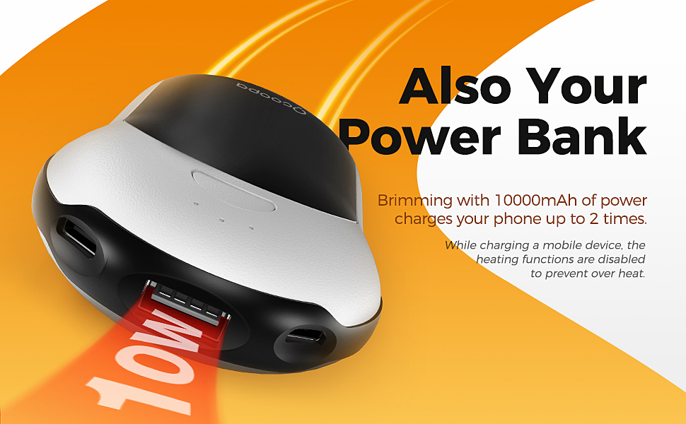 OCOOPA Hand Warmers Rechargeable, 10000mAh Battery Powered, 3 Levels Heating Electric Hand