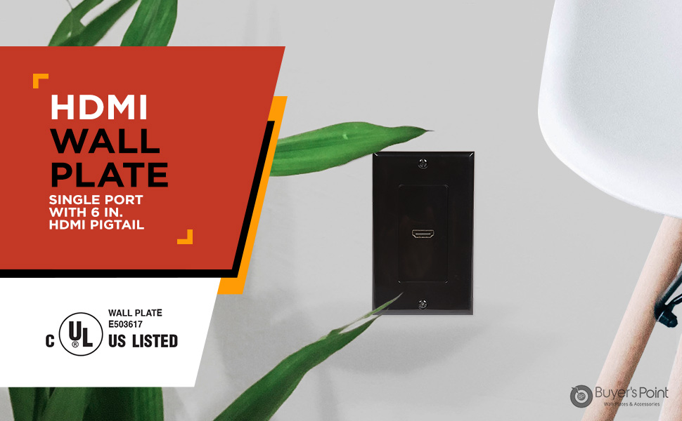 Buyer's Point HDMI Wall Plate [UL Listed] with 6-Inch Pigtail