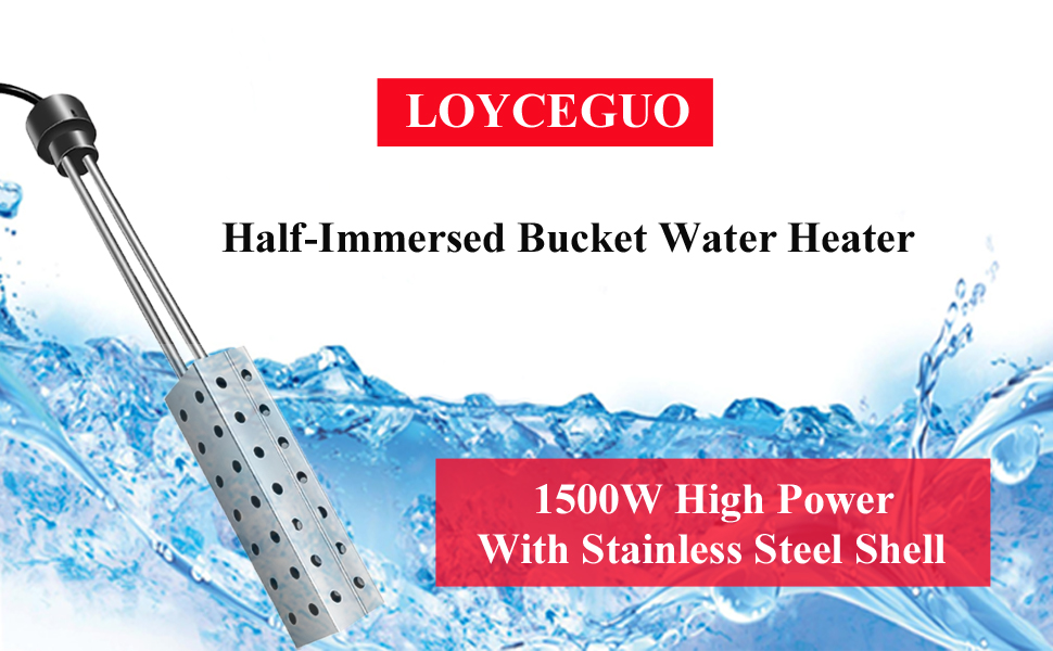 1500W Immersion Heater Element, Submersible Bucket Immersed Water Heater, Perfect