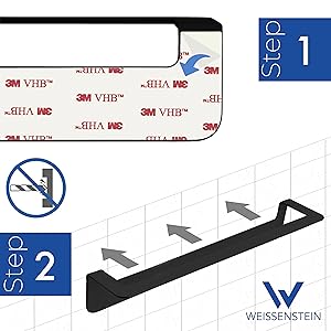 WEISSENSTEIN Toallero de barra 45 cm | Toallero adhesivo ...