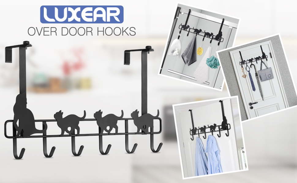 Over Door Hooks, LUXEAR Adjustable Over Door Hangers 6