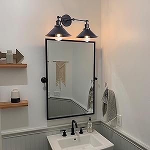 Farmhouse Bathroom Vanity Light Fixtures Wall Sconce Lighting Industrial 2 Light Wall Mounted Indoor Wall Light Fixtures With Metal Shade Black Farmhouse Light For Kitchen Living Room Hallway Wall Amazon Com