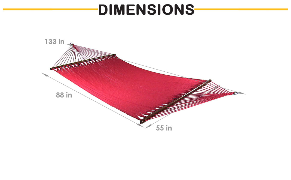55 inch wide x 133 inch long, weighs 15 pounds. Bed is 55" W x 88" L; weight capacity 600 lbs