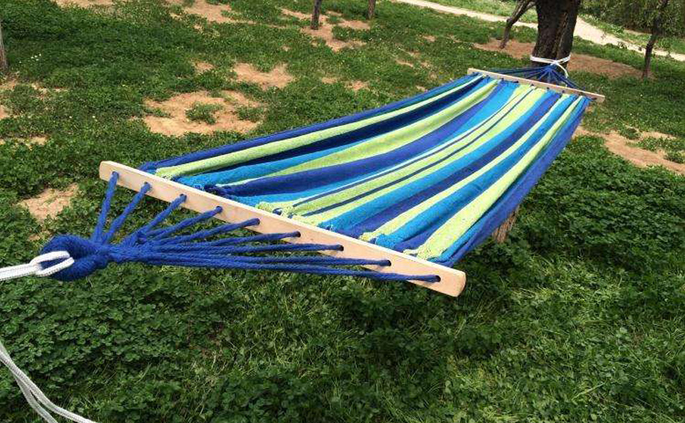 Aokbean Portable 2 Person Hammock Colorful Stripe Camping