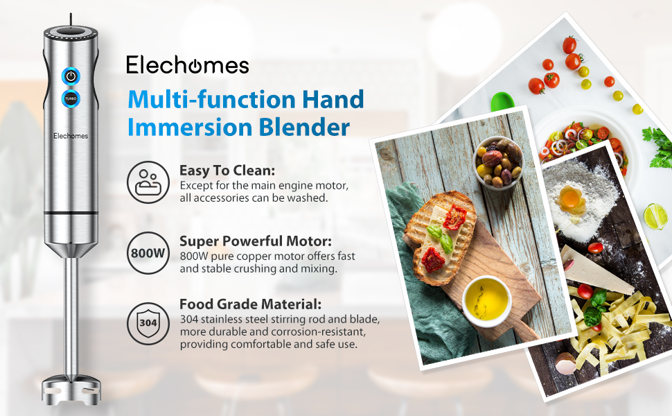 Immersion Blender, Elechomes 800W Hand Blender Electric, 12