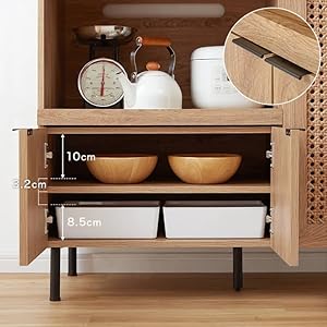 LOWYA 幅90 食器棚 キッチンカウンター キッチンキャビネット ラタン調 Amazon.co.jp: LOWYA ロウヤ 食器棚 90cm キッチンカウンター
