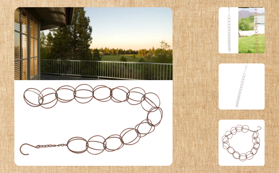 Round Wind, Rust Proof Metal Rain Chain Drainage Function Decorative for Patio for Gutters