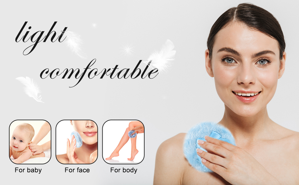 WXJ13 2 Pcs 4 inch Large Blue Fluffy Powder Puff for Body