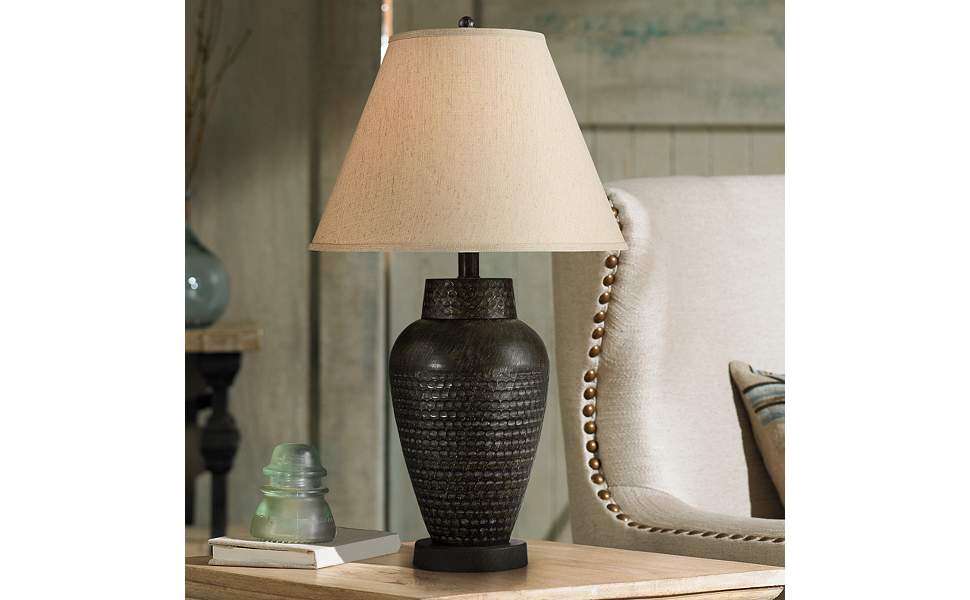 hammered bronze table lamp