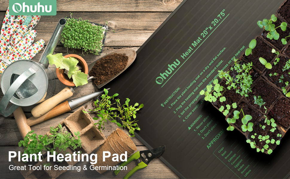 Ohuhu Seedling Heat Mat, IP67 Waterproof Plants Hydroponic Heating Pad for Indoor