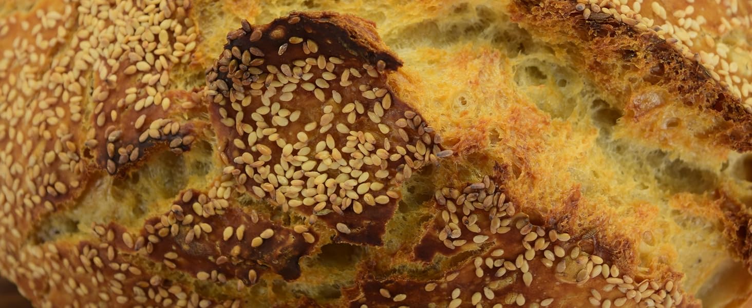 Crunchy crust, Soft crumb, Complex flavors, thanks to high heat and humidity during baking.